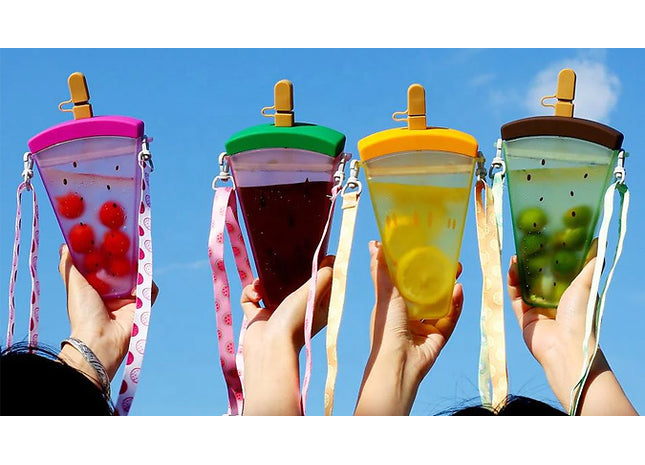 Popsicle Drinks Bottle with Straw & Strap