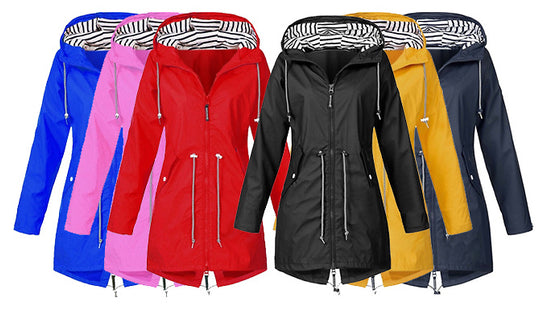 Hooded Longline Raincoat - 6 Colours & 8 Sizes