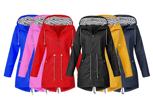 Hooded Longline Raincoat - 6 Colours & 8 Sizes