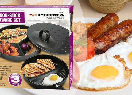 3-Piece Non-Stick Divider Frying Pan Set