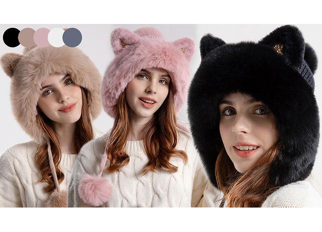 Women’s Cat Ear Faux Fur Winter Hat