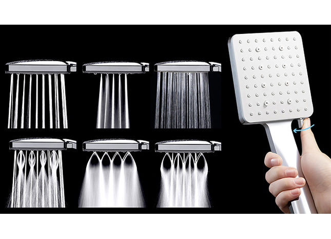 High-Pressure 6-Mode Square Shower Head