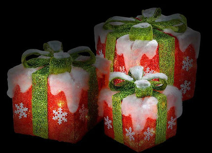Set of 3 Light Up Christmas Present Parcels