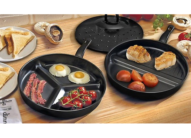 3-Piece Non-Stick Divider Frying Pan Set