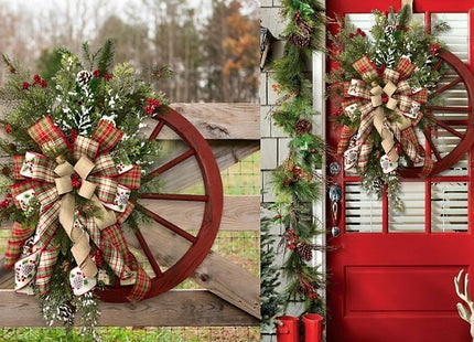 Wooden Christmas Wheel Door Decoration