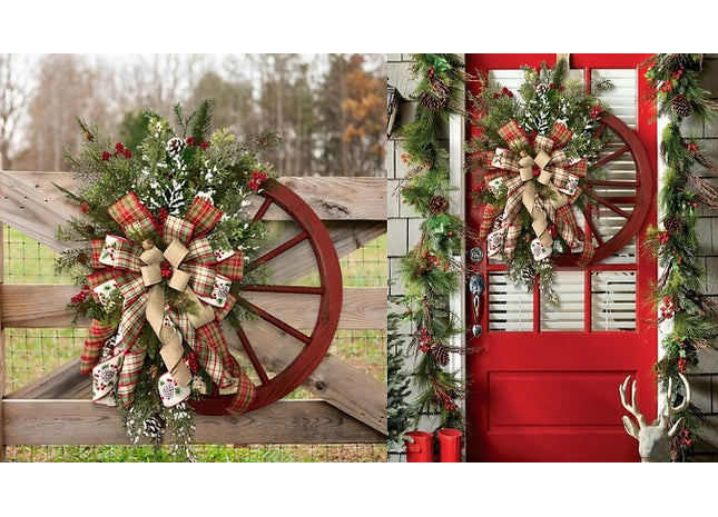 Wooden Christmas Wheel Door Decoration