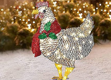 Christmas Light-Up Chicken with Scarf Decoration