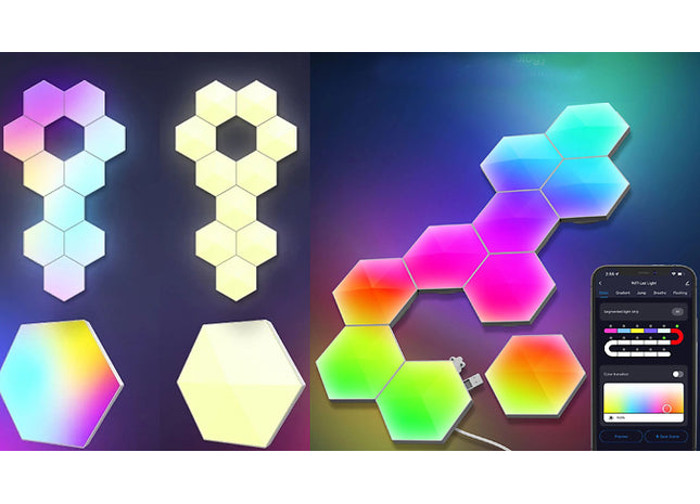 1, 3 or 6 Hexagonal Modular Wall Lights