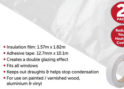 2-Pack Shrink Fit Window Insulation Kit – Energy-Saving & Easy-to-Install Draft Protection