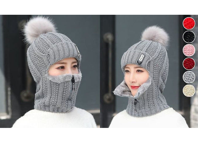 Zip-Up Hooded Winter Hat