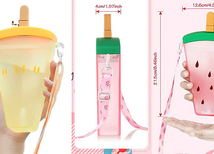 Popsicle Drinks Bottle with Straw & Strap