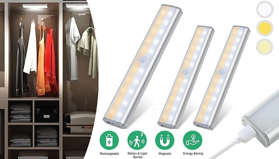 LED Motion Sensor Under Cabinet Light USB Rechargeable