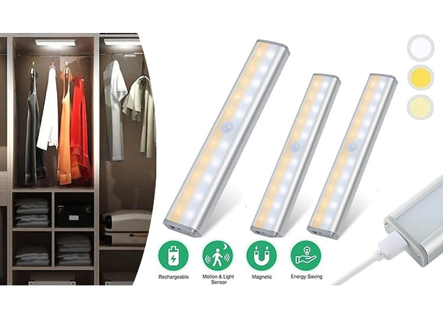 LED Motion Sensor Under Cabinet Light USB Rechargeable