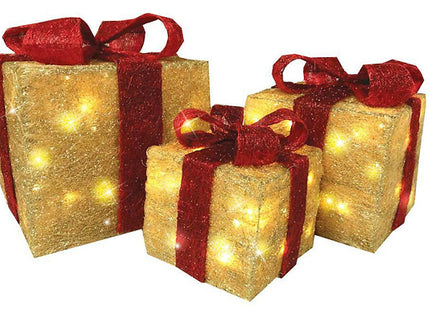 Set of 3 Light Up Christmas Present Parcels