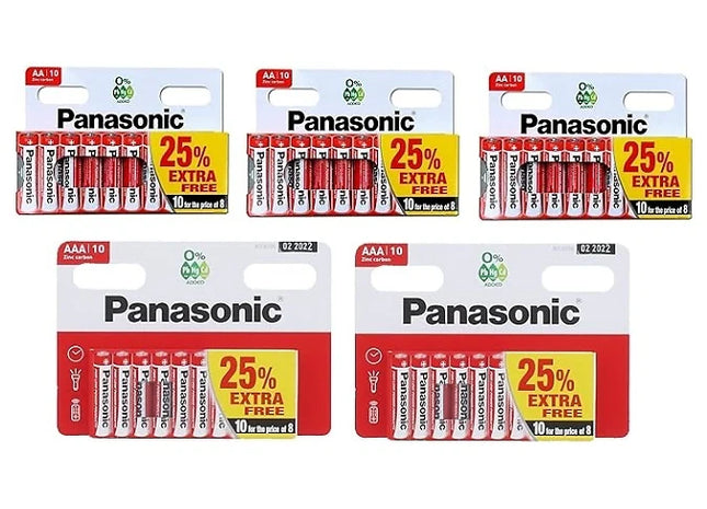50-Pack Panasonic Zinc Carbon AA & AAA Batteries