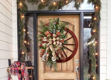 Wooden Christmas Wheel Door Decoration