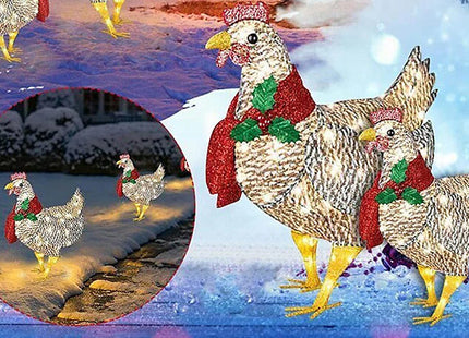 Christmas Light-Up Chicken with Scarf Decoration