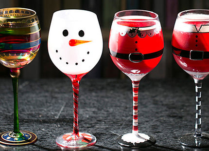 Set of 2 or 4 Christmas Wine Glasses