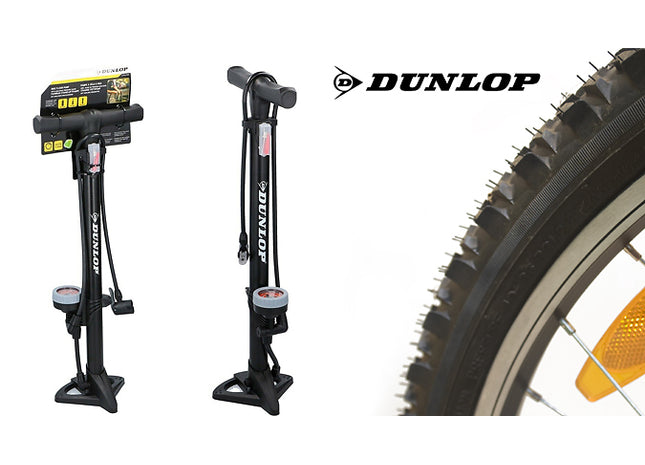 Dunlop Floor Bike Pump With Pressure Gauge