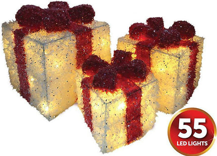 Set of 3 Light Up Christmas Present Parcels