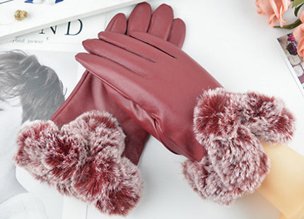 Women's Faux Leather Winter Touch Screen Gloves- 2 Colours