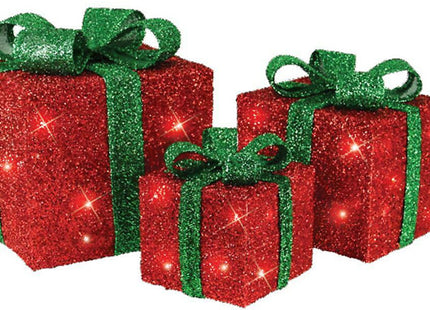 Set of 3 Light Up Christmas Present Parcels