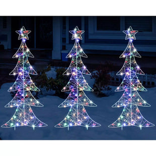 Festive Magic: Super Bright Multicoloured LED Wire Path Trees - 3 Pack