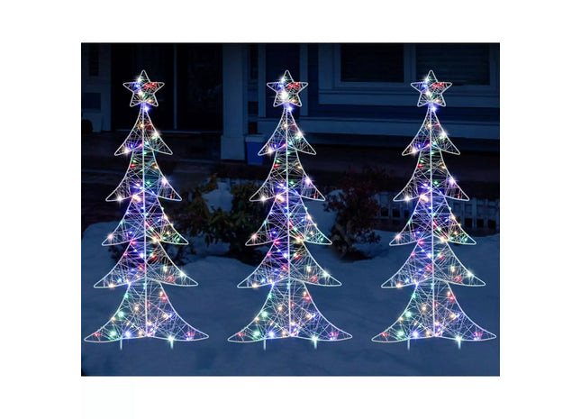 Festive Magic: Super Bright Multicoloured LED Wire Path Trees - 3 Pack