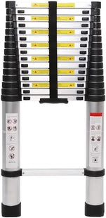 2m, 2.6m or 3.2m Telescopic Ladder - (HOMEVIBE) Multi-Purpose Alloy Aluminum Retractable Multifunctional Ladder Telescopic Single Straight Extension (3.2M)