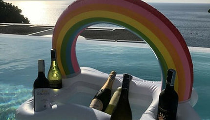 Rainbow Cloud Inflatable Pool Float With Cup Holders