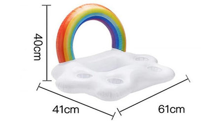 Rainbow Cloud Inflatable Pool Float With Cup Holders