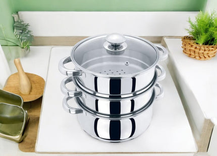 3-Piece Stainless Steel Steamer Cooker Pot Set