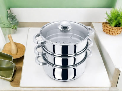 3-Piece Stainless Steel Steamer Cooker Pot Set