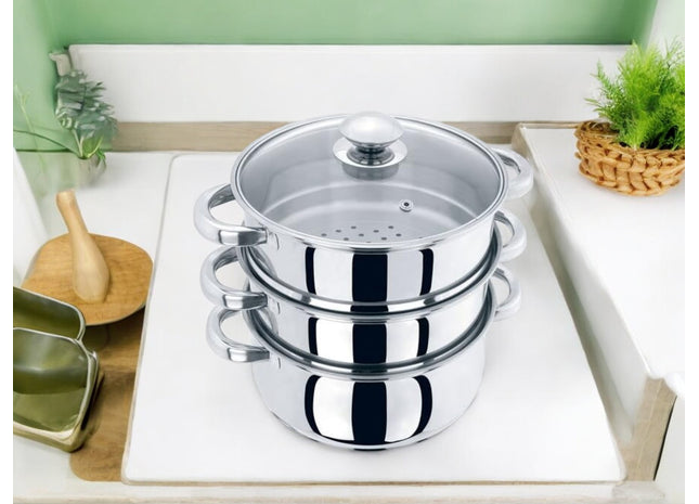 3-Piece Stainless Steel Steamer Cooker Pot Set
