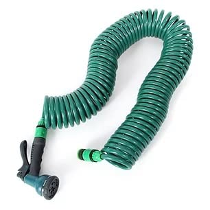 HomeVibe Coil Retractable Garden Hose Reel Pipe with Spray Gun Nozzle Fittings 70148c