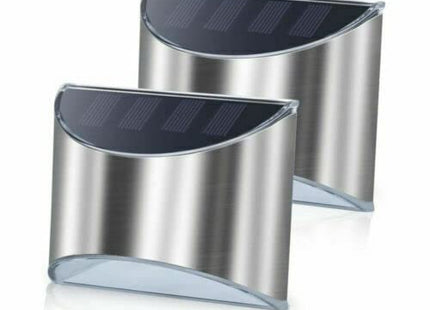 HomeVibe 2X Solar Powered Bright LED Wall Light Warm White Door Fence Outdoor Stylish Chrome