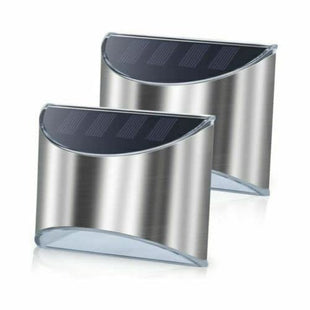 HomeVibe 2X Solar Powered Bright LED Wall Light Warm White Door Fence Outdoor Stylish Chrome