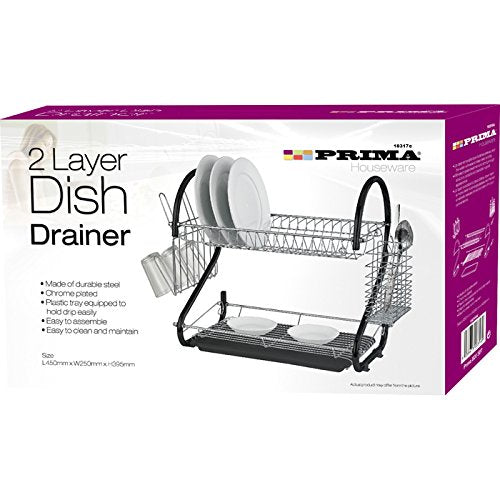 Prima 2 Tier Dish Drainer Black, One Size