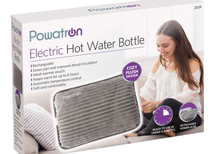 (HomeVibe) Rechargeable Electric Hot Water Bottle Professional Soft Touch Fleece Cover Bed Hand Warmer Massaging Heat Pad Plush, Grey
