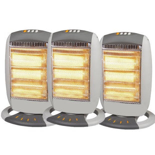 3 X HALOGEN HEATERS 400W/800W/1200W HEATER HOME OFFICE OSCILLATING ROTATING NEW by Elpine