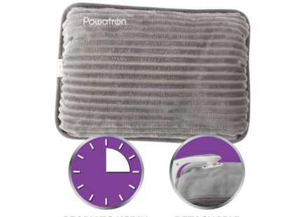 (HomeVibe) Rechargeable Electric Hot Water Bottle Professional Soft Touch Fleece Cover Bed Hand Warmer Massaging Heat Pad Plush, Grey