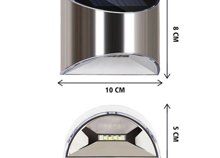 HomeVibe 2X Solar Powered Bright LED Wall Light Warm White Door Fence Outdoor Stylish Chrome
