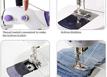 (HomeVibe) Portable Sewing Machine Mini 2-Speed Double Thread, Metal, Purple Mini Sewing Machine For Begginers With 25PC Bobbing Set