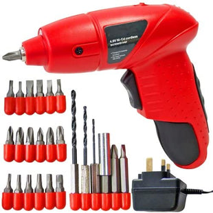 (HomeVibe) Mini Rechargeable Cordless Electric Screwdriver Drill Power Tool Charger + Bits