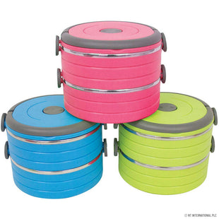 2 Layer Thermal Insulated Food Container Handle Stainless Steel Lunch Box + Bag