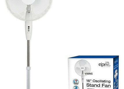 Elpine 16" PEDESTAL OSCILLATING EXTENDABLE STANDING ELECTRIC 3 AIR SPEED FAN OFFICE 31370