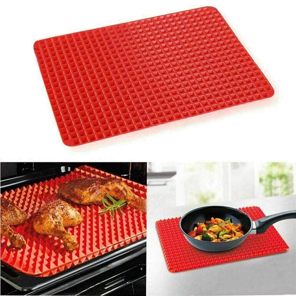 HomeVibe Silicone Pyramid Pan Non Stick Cooking Mat Oven Baking Tray Fat Reducing 27x38cm