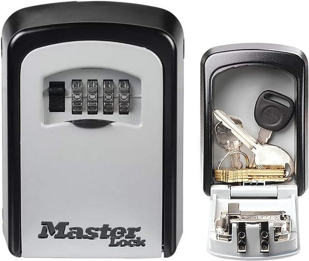 MASTER LOCK Key Safe Wall Mounted, Medium 85 x 119 x 36 mm, Outdoor, Mounting Kit, for Home Office Industries Vehicles
