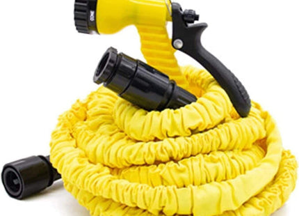 (HomeVibe) Expanding Garden Water Hose Pipe with 7 Function Spray Gun Expandable Flexible Magic Hose Anti-Leakage Lightweight Easy Storage (Yellow) 25-100FT