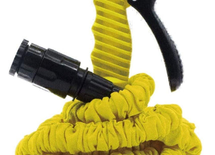 (HomeVibe) Expanding Garden Water Hose Pipe with 7 Function Spray Gun Expandable Flexible Magic Hose Anti-Leakage Lightweight Easy Storage (Yellow) 25-100FT